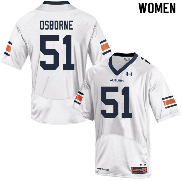 Women #51 Justin Osborne Auburn Tigers College Football Jerseys Sale-White